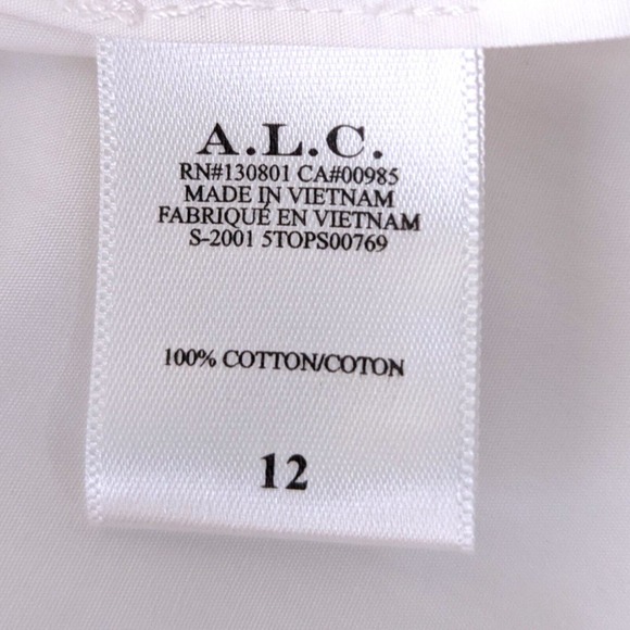 Revolve A.L.C. Robbie Top Women's 12 Mutton Sleeve White Puff Shoulder Blouse - Picture 10 of 14